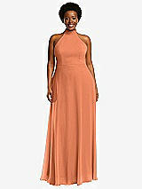 Front View Thumbnail - Sweet Melon High Neck Halter Backless Maxi Dress