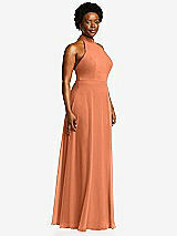 Side View Thumbnail - Sweet Melon High Neck Halter Backless Maxi Dress