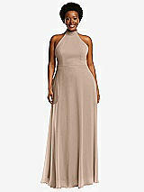 Front View Thumbnail - Topaz High Neck Halter Backless Maxi Dress