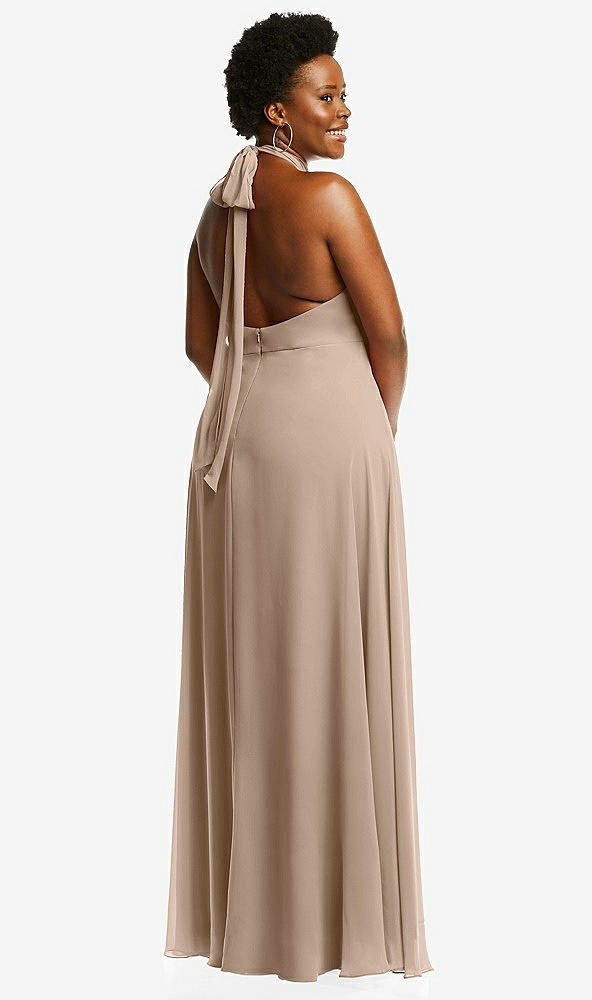 Back View - Topaz High Neck Halter Backless Maxi Dress