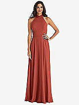 Alt View 1 Thumbnail - Amber Sunset High Neck Halter Backless Maxi Dress