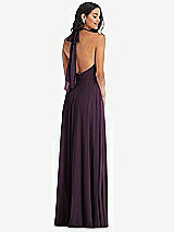 Alt View 4 Thumbnail - Aubergine High Neck Halter Backless Maxi Dress