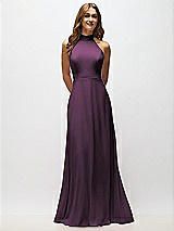 Alt View 5 Thumbnail - Aubergine High Neck Halter Backless Maxi Dress
