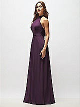 Alt View 6 Thumbnail - Aubergine High Neck Halter Backless Maxi Dress
