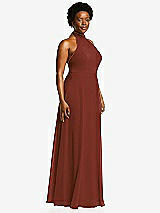 Side View Thumbnail - Auburn Moon High Neck Halter Backless Maxi Dress