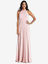 Alt View 1 Thumbnail - Ballet Pink High Neck Halter Backless Maxi Dress