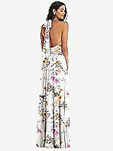 Alt View 4 Thumbnail - Butterfly Botanica Ivory High Neck Halter Backless Maxi Dress