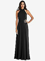 Alt View 1 Thumbnail - Black High Neck Halter Backless Maxi Dress