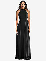 Alt View 2 Thumbnail - Black High Neck Halter Backless Maxi Dress