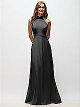 Alt View 5 Thumbnail - Black High Neck Halter Backless Maxi Dress