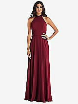 Alt View 1 Thumbnail - Burgundy High Neck Halter Backless Maxi Dress