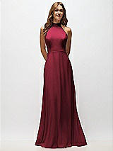 Alt View 5 Thumbnail - Cabernet High Neck Halter Backless Maxi Dress