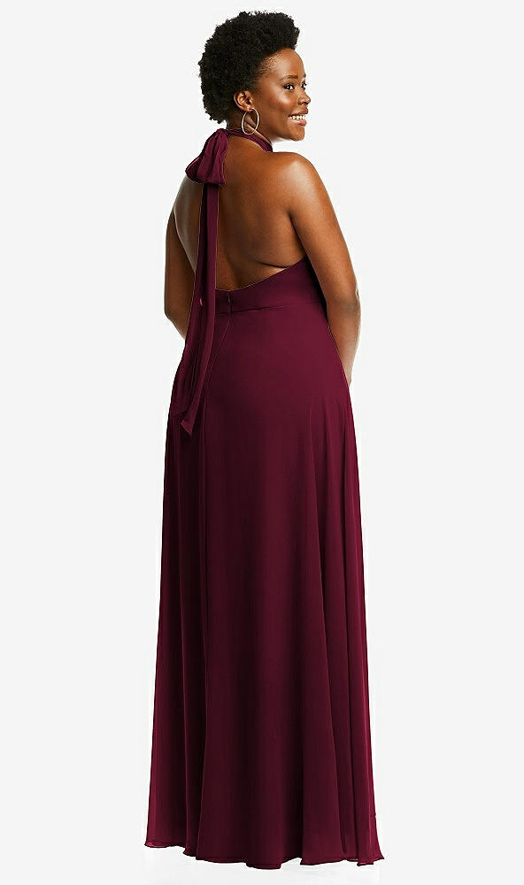 Back View - Cabernet High Neck Halter Backless Maxi Dress