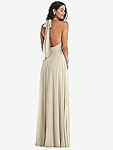 Alt View 4 Thumbnail - Champagne High Neck Halter Backless Maxi Dress