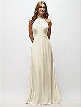 Alt View 5 Thumbnail - Champagne High Neck Halter Backless Maxi Dress