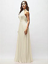 Alt View 6 Thumbnail - Champagne High Neck Halter Backless Maxi Dress