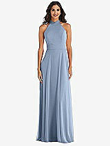 Alt View 2 Thumbnail - Cloudy High Neck Halter Backless Maxi Dress