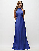 Alt View 5 Thumbnail - Cobalt Blue High Neck Halter Backless Maxi Dress