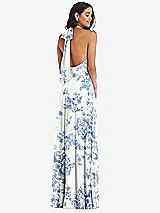 Alt View 4 Thumbnail - Cottage Rose Dusk Blue High Neck Halter Backless Maxi Dress