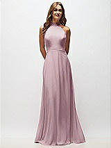 Alt View 5 Thumbnail - Dusty Rose High Neck Halter Backless Maxi Dress