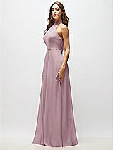 Alt View 6 Thumbnail - Dusty Rose High Neck Halter Backless Maxi Dress