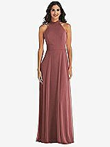 Alt View 2 Thumbnail - English Rose High Neck Halter Backless Maxi Dress