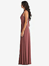 Alt View 3 Thumbnail - English Rose High Neck Halter Backless Maxi Dress