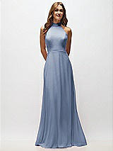 Alt View 5 Thumbnail - Larkspur Blue High Neck Halter Backless Maxi Dress
