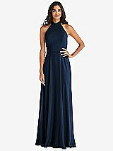 Alt View 1 Thumbnail - Midnight Navy High Neck Halter Backless Maxi Dress