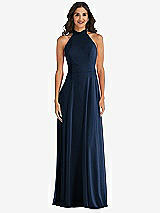 Alt View 2 Thumbnail - Midnight Navy High Neck Halter Backless Maxi Dress