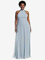 Front View Thumbnail - Mist High Neck Halter Backless Maxi Dress