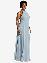 Side View Thumbnail - Mist High Neck Halter Backless Maxi Dress