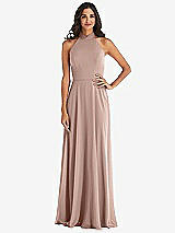 Alt View 1 Thumbnail - Neu Nude High Neck Halter Backless Maxi Dress