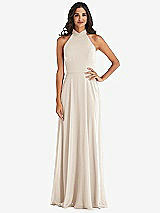 Alt View 1 Thumbnail - Oat High Neck Halter Backless Maxi Dress