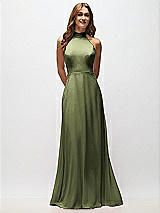 Alt View 5 Thumbnail - Olive Green High Neck Halter Backless Maxi Dress
