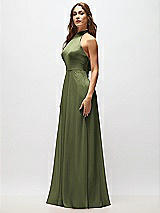 Alt View 6 Thumbnail - Olive Green High Neck Halter Backless Maxi Dress