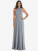 Alt View 1 Thumbnail - Platinum High Neck Halter Backless Maxi Dress