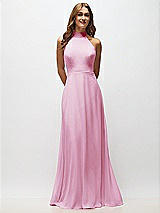 Alt View 5 Thumbnail - Powder Pink High Neck Halter Backless Maxi Dress