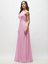 Alt View 6 Thumbnail - Powder Pink High Neck Halter Backless Maxi Dress