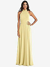 Alt View 1 Thumbnail - Pale Yellow High Neck Halter Backless Maxi Dress