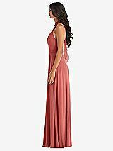 Alt View 3 Thumbnail - Coral Pink High Neck Halter Backless Maxi Dress