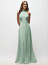 Alt View 5 Thumbnail - Seagrass High Neck Halter Backless Maxi Dress