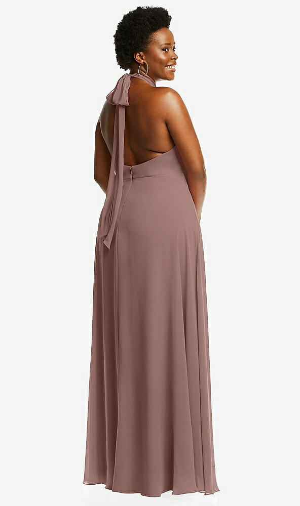 Back View - Sienna High Neck Halter Backless Maxi Dress