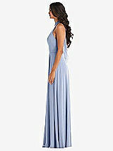 Alt View 3 Thumbnail - Sky Blue High Neck Halter Backless Maxi Dress