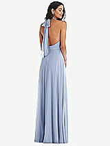 Alt View 4 Thumbnail - Sky Blue High Neck Halter Backless Maxi Dress