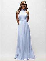 Alt View 5 Thumbnail - Sky Blue High Neck Halter Backless Maxi Dress