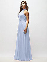 Alt View 6 Thumbnail - Sky Blue High Neck Halter Backless Maxi Dress