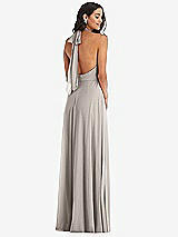 Alt View 4 Thumbnail - Taupe High Neck Halter Backless Maxi Dress