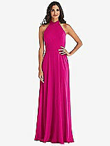 Alt View 1 Thumbnail - Think Pink High Neck Halter Backless Maxi Dress