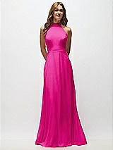 Alt View 5 Thumbnail - Think Pink High Neck Halter Backless Maxi Dress